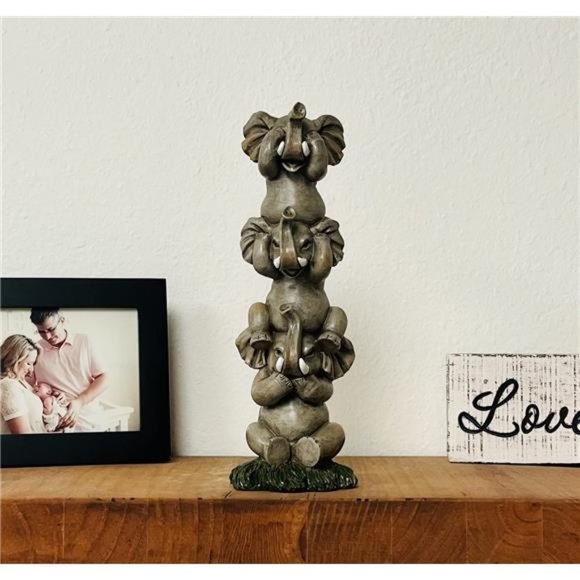 Nature's Mark See Hear Speak No Evil Elephant Totem Statue 9" Tall Jungle Safari